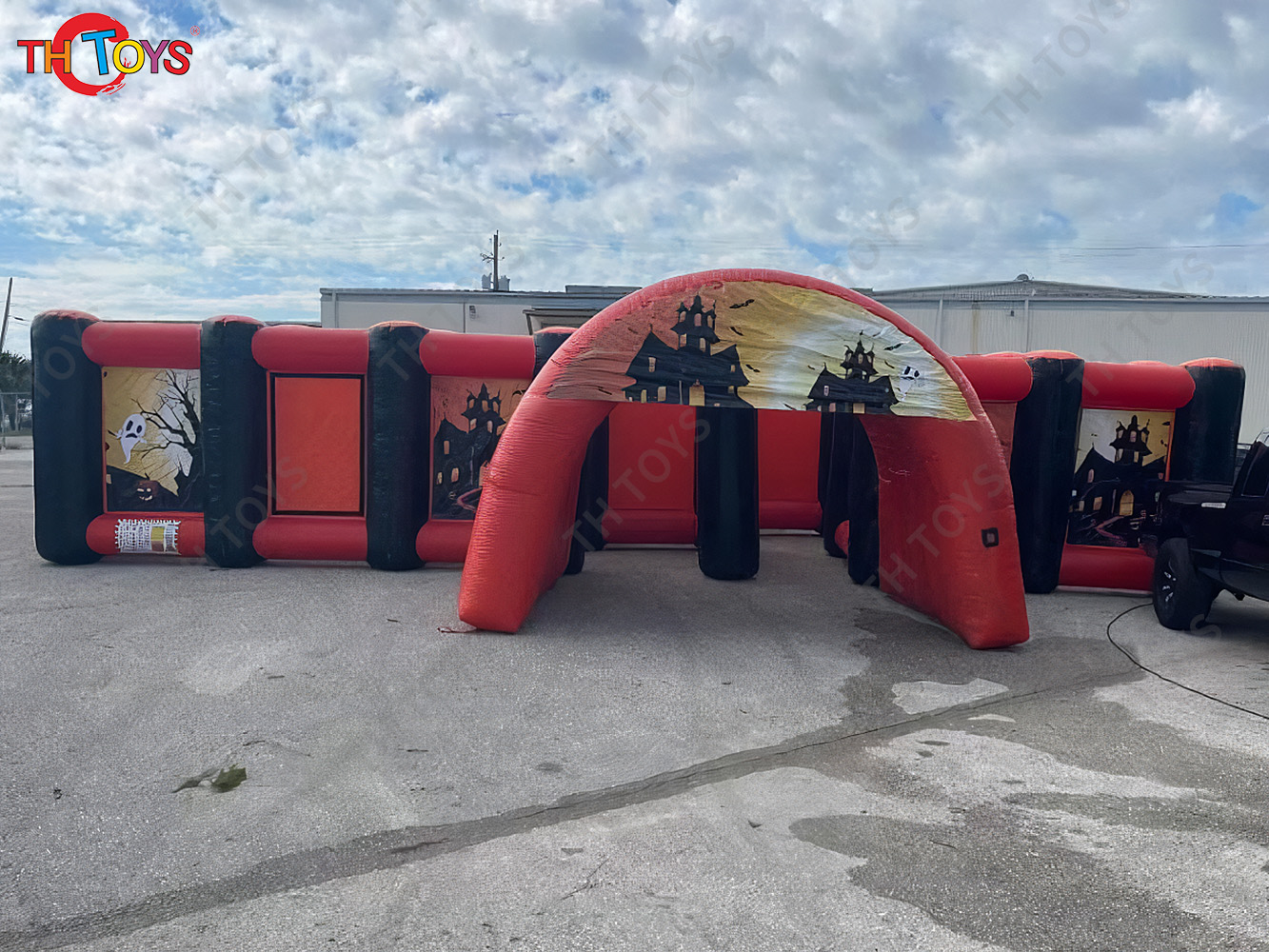 Halloween Haunted House Inflatable Maze With Cover Custom Logo Kids Inflatable Maze