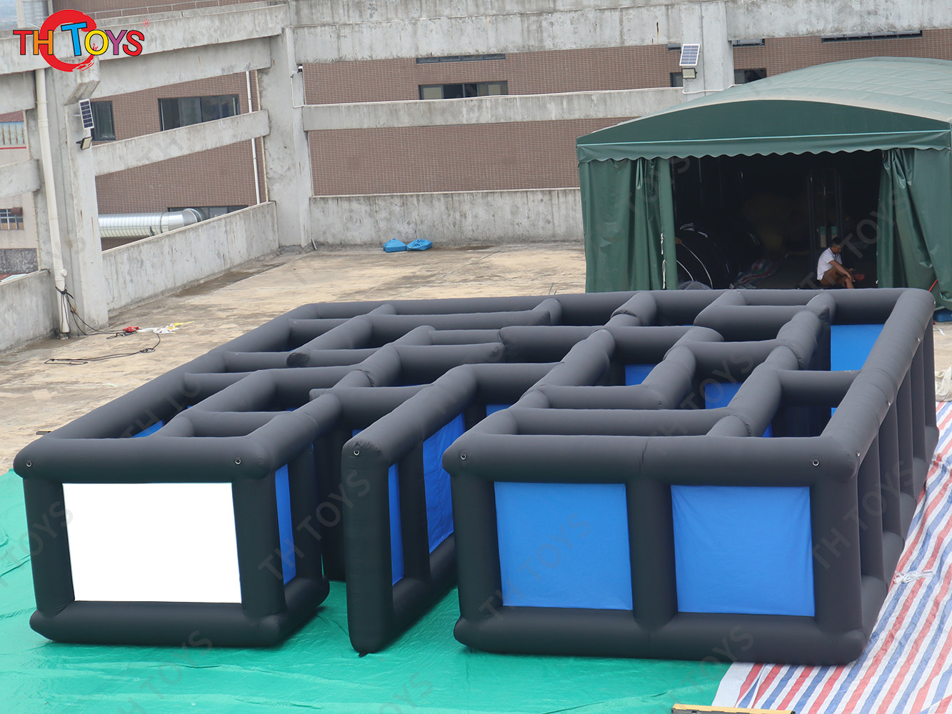 7m/8m/10m Optional Black Oxford Fabric Inflatable Maze Tag Blow Up Bounce Maze Arena Sport Game for Sale