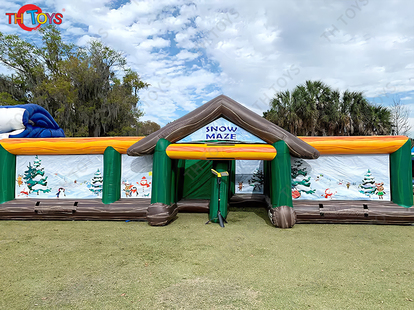 Sea Ship Outdoor Giant Inflatable Haunted Maze Snow Maze Custom Made PVC Tarpaulin Commercial Inflatable Maze Tag with Blower