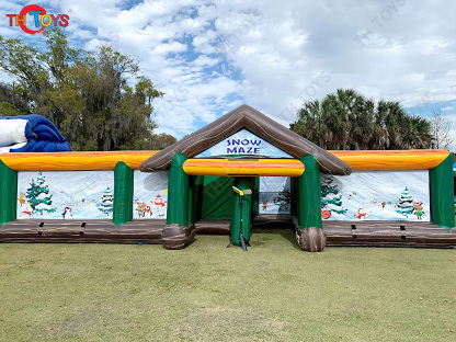 Sea Ship Outdoor Giant Inflatable Haunted Maze Snow Maze Custom Made PVC Tarpaulin Commercial Inflatable Maze Tag with Blower