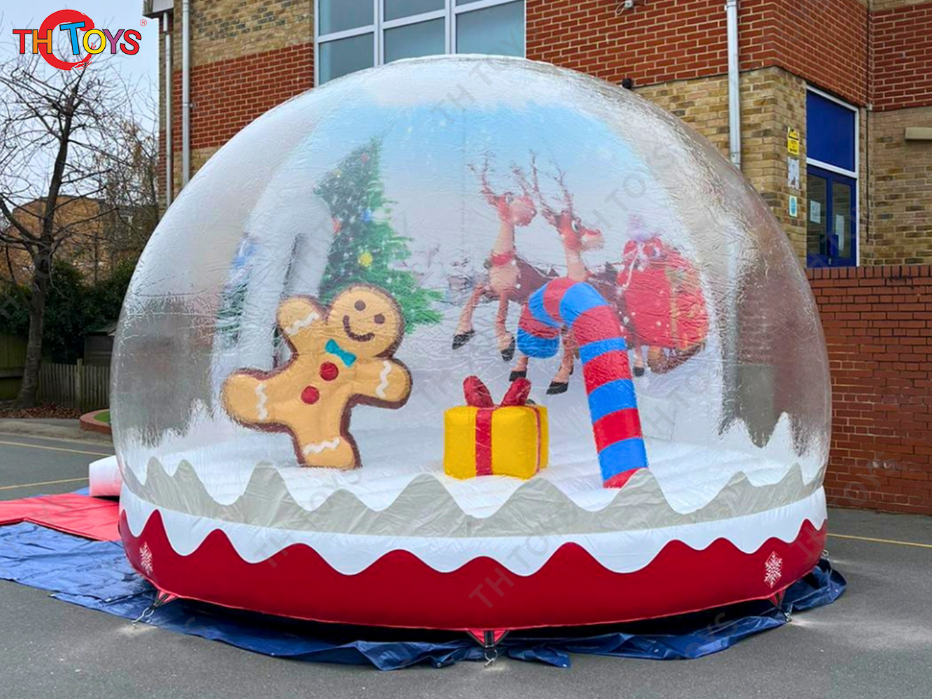 Christmas inflatable snow globe bubble tent, photo taking booth inflatable snow globe dome tent