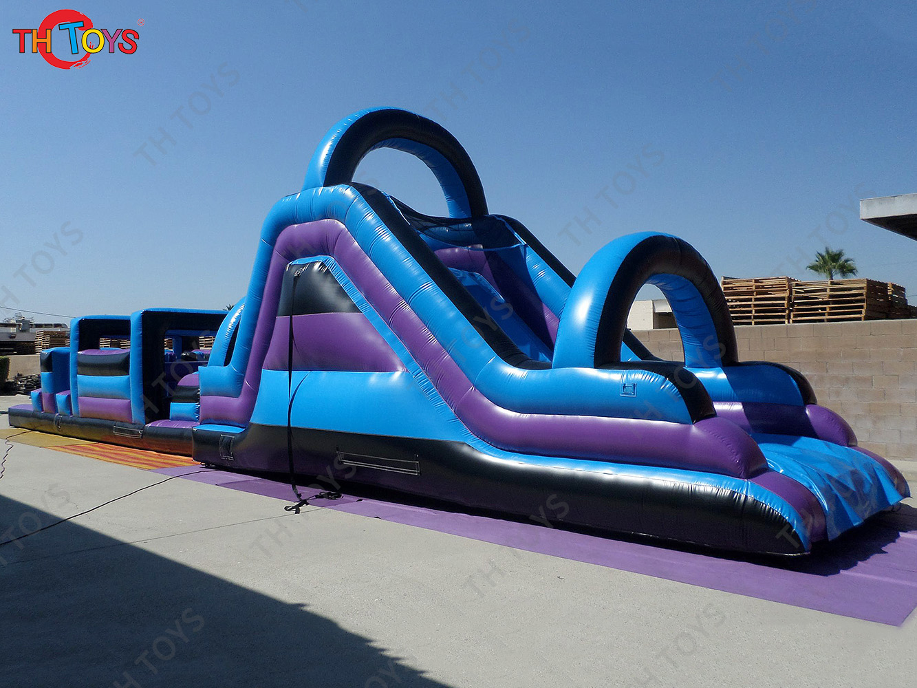 19m Long Purple Inflatable Obstacle Course Sport Game Commercial Durable Inflatable Obstacle Running Carnival Competition