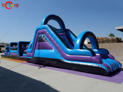 19m Long Purple Inflatable Obstacle Course Sport Game Commercial Durable Inflatable Obstacle Running Carnival Competition