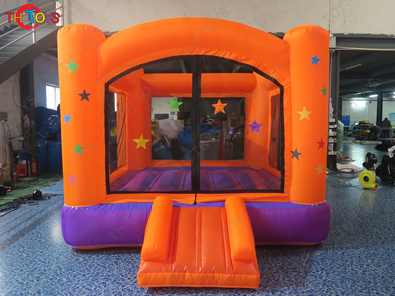 3x3m/4x3m Orange Inflatable Bounce House for Kids Children Blow Up Bouncy Castle Air Jumper with Blower