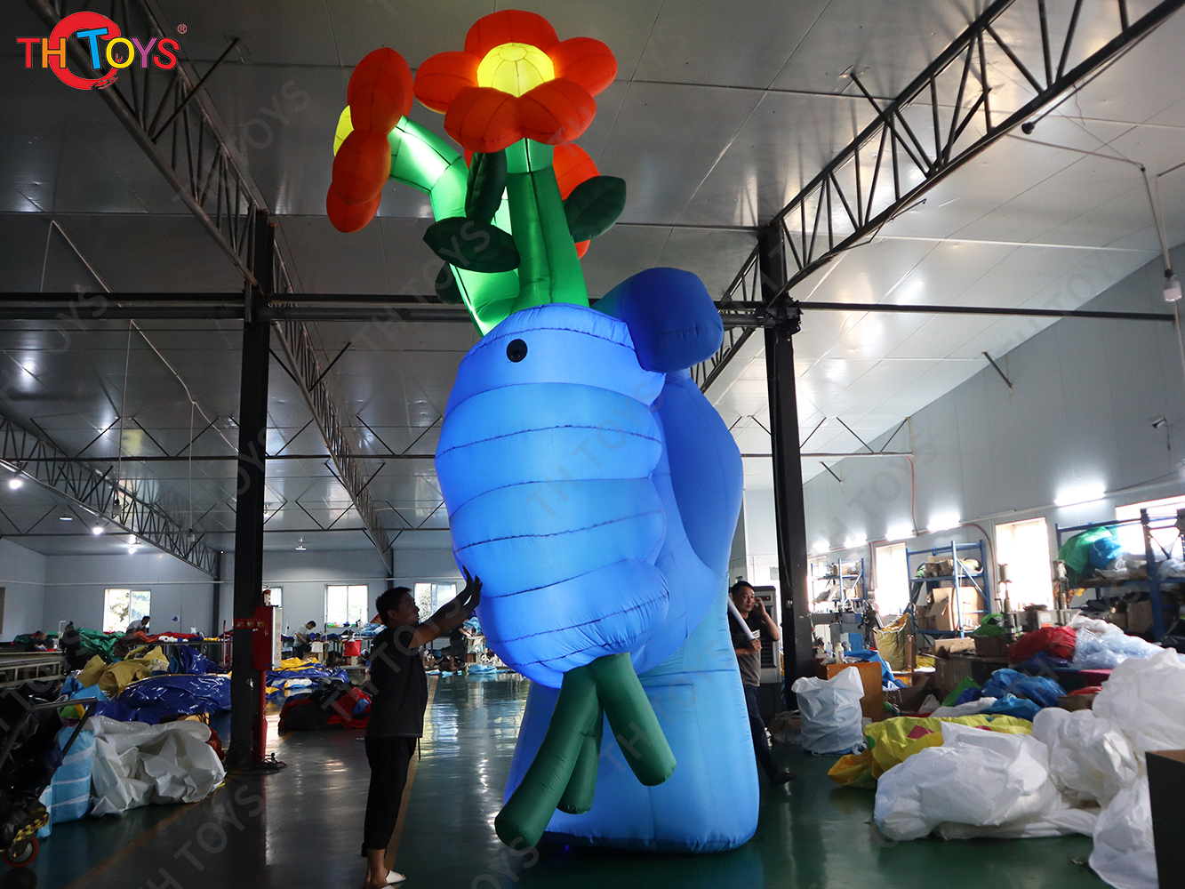 5m 17ft Giant Inflatable Cartoon Body Parts Air Blow Anime Doll Hands Holding Flower Event Stage Decoration Balloon