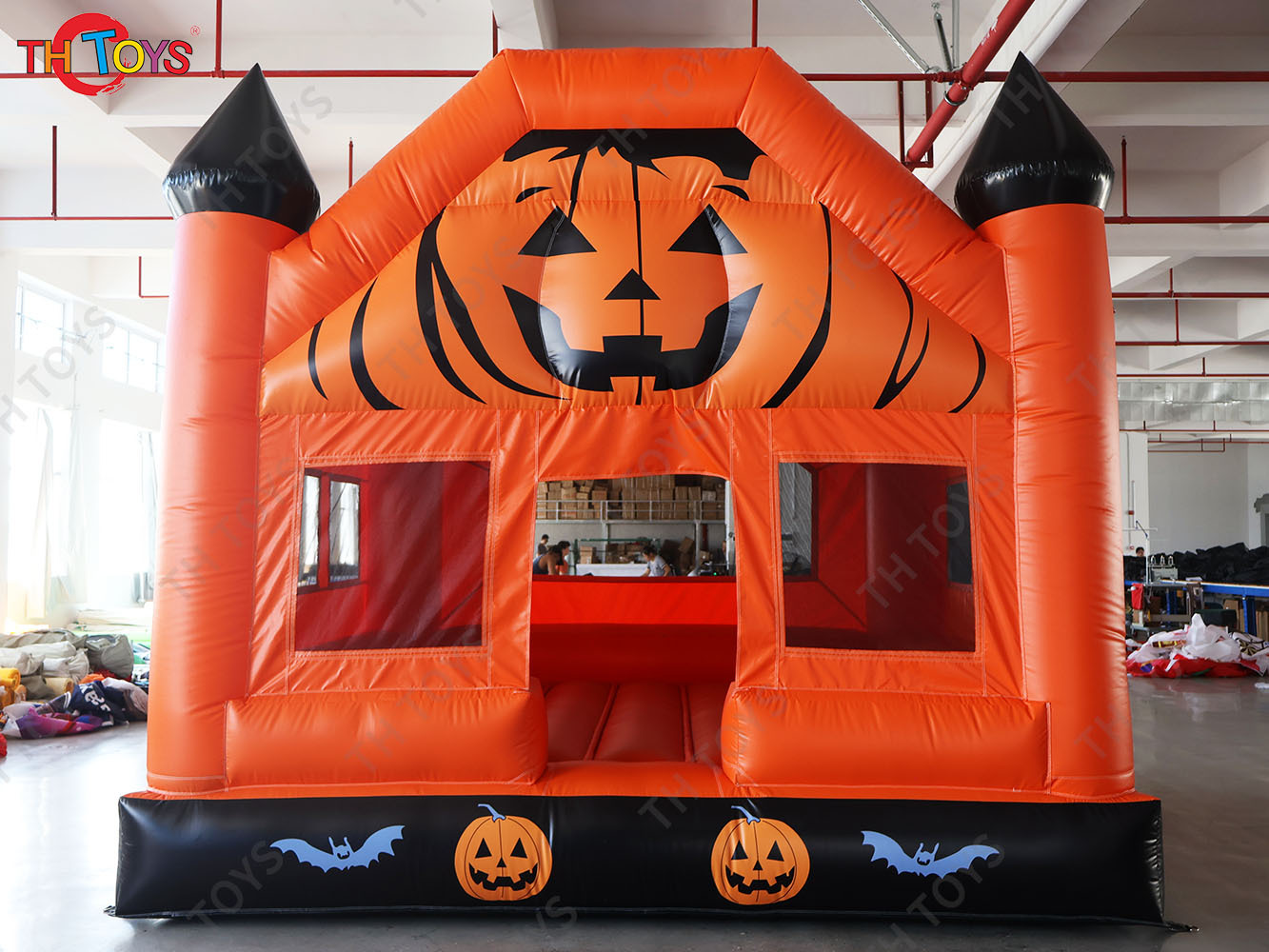 inflatables Halloween party bouncy castle slide combo, customized pumpkin bounce house for events rental