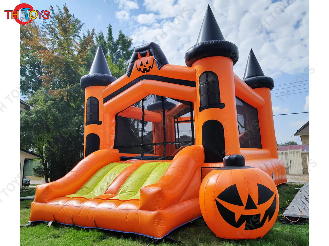 halloween inflatable trampoline bounce house, 4x4m pumpkin jumping castle for party