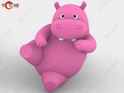 Pink Inflatable Hippo Model Custom Made Animal Hippo Cartoon Mascot Advertising Inflatables with Free Blower