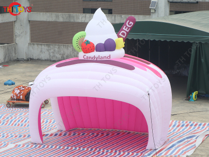 4x3m Pop Up Inflatable Ice Cream Kiosk Stand Booth for Decoration, Inflatable Ice Cream Selling Bar Tent
