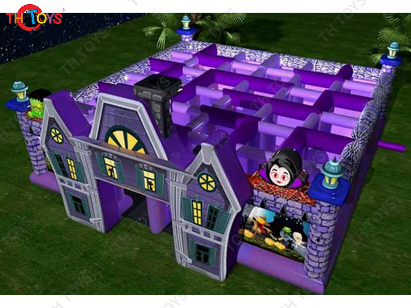 Horrible Witch Themed Inflatable Haunted Maze Halloween Inflatable Haunted House with Free Blower