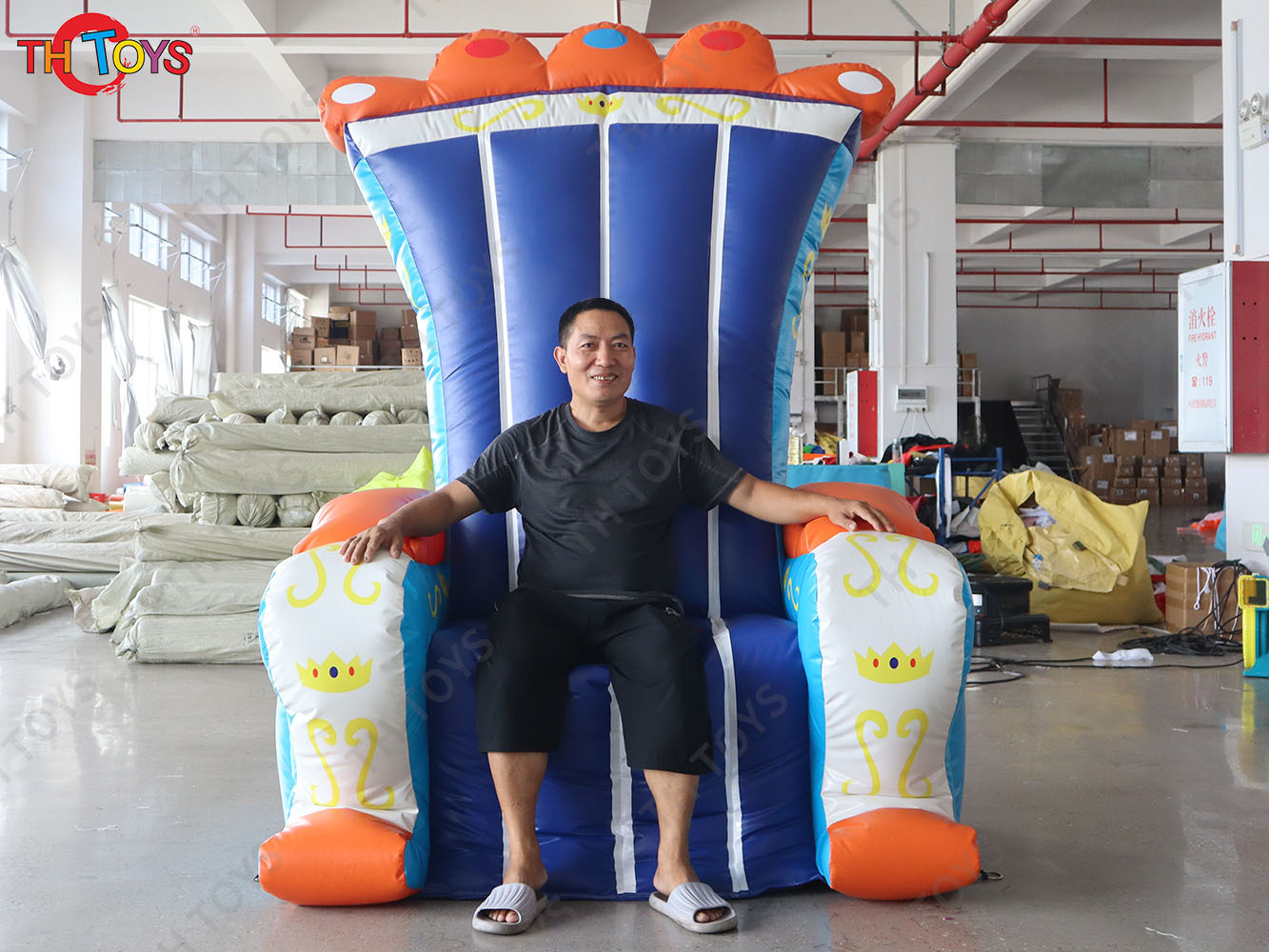 Boys Theme Inflatable Bouncer Throne Chair with Blower Custom Made Giant Inflatable Chair Replica