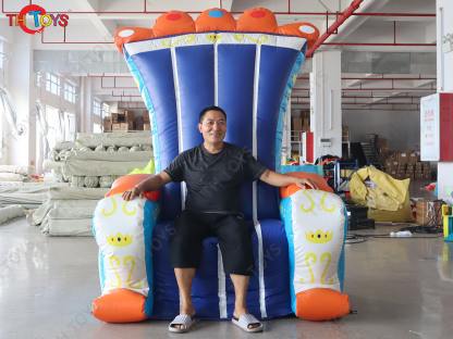 Boys Theme Inflatable Bouncer Throne Chair with Blower Custom Made Giant Inflatable Chair Replica