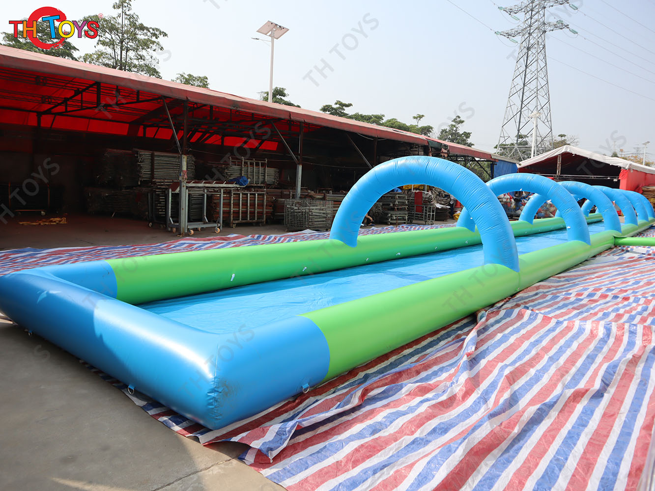 Commercial Inflatable Water Slide Outdoor Playground Inflatable Wet Slider Slip Summer Fun