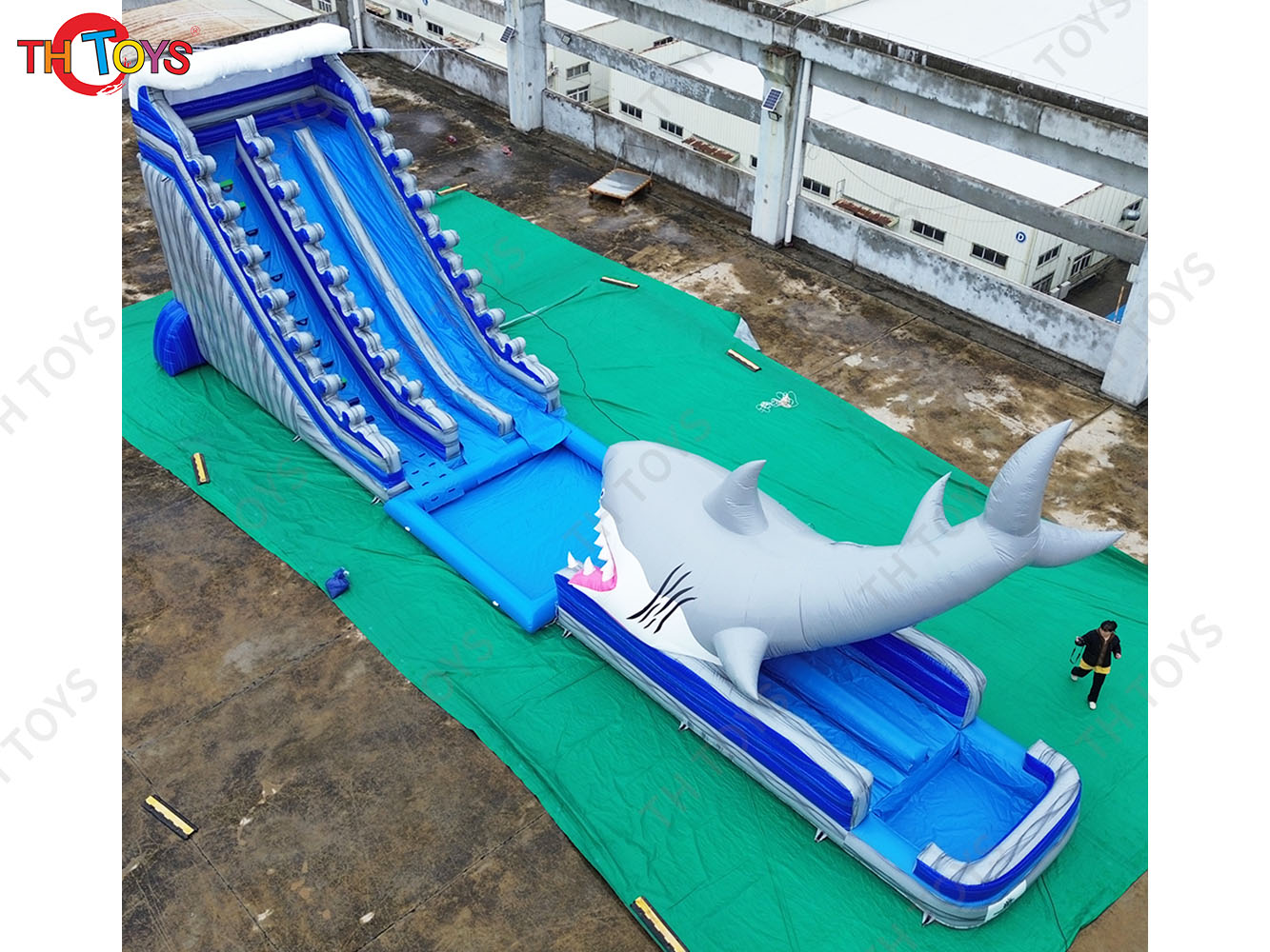 by ship to port,Shark Inflatable Water Slide With Pool for commercial rent,giant inflatable slide slip summer toys