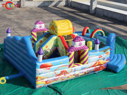 by ship to door, Fun Fair Kids Jumping Castle, 7.4x5.5m Outdoor inflatable Bounce House with Slide combos playground for party