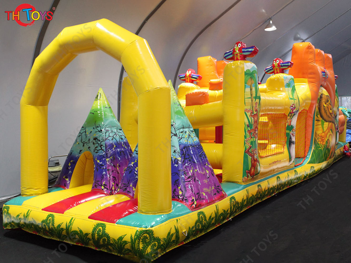 Jungle Theme Inflatable Obstacle Course Playground Commercial Durable Inflatable Bouncer with SlideObstacles