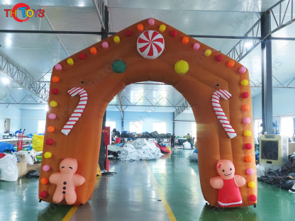Gingerbread Inflatable Archway Blow Up Candy Arch Gate with Blower