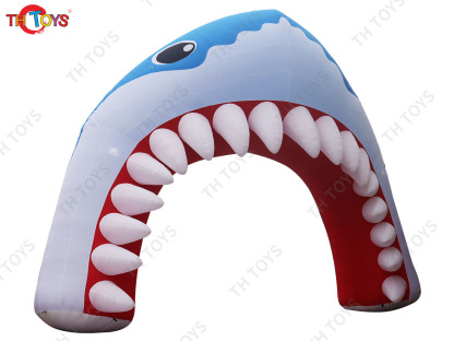 10x11mH Giant Shark Mouth Inflatable Arch for Aquarium Outdoor Blow Up Archway Gate Door with Blower for Sale