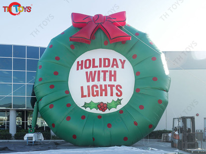 Giant Inflatable Christmas Wreath Donuts Bell Inflatable Garland Ground Balloon for Christmas Decoration