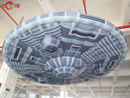 Giant Alien Inflatable UFO Flying Saucer Balloon Inflatable UFO Spaceship With Led Light Party Ideas Hanging Decorative Props