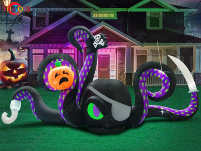 4M 5M Giant Inflatable Cartoon Octopus Air Blow Squid with Tentacles Nightclub Wall Decoration Halloween Event Advertising Props