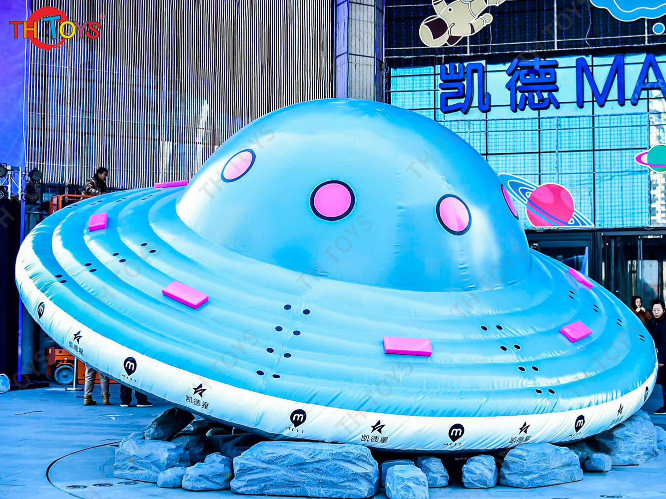 3m/4m/5m Dia Giant Inflatable Flying Saucer Inflatable Spaceship UFO Balloon with LED Light for Stage Decoration or Parade