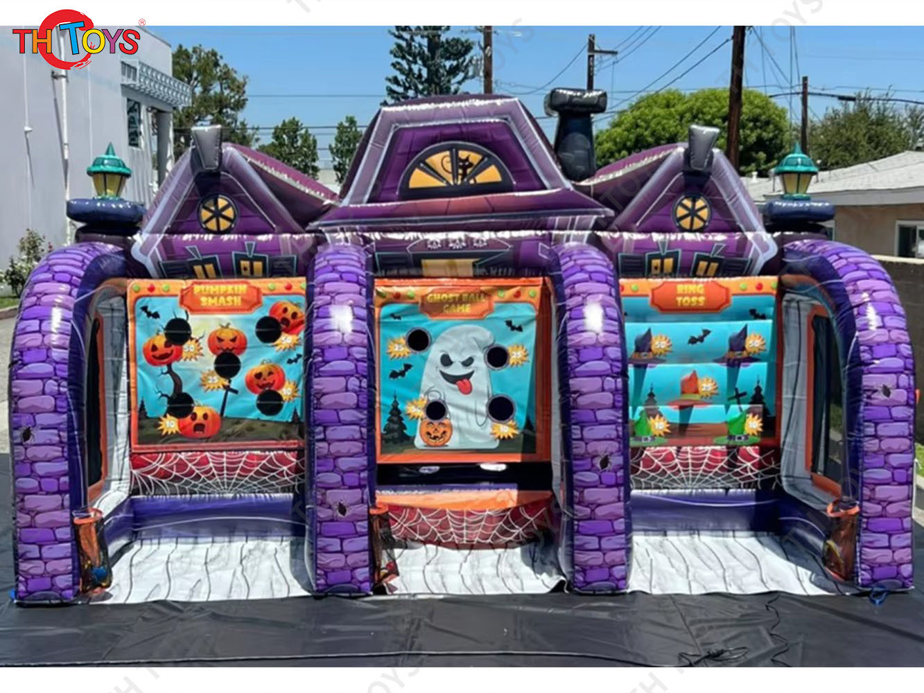 3 in 1 inflatable pumpkin toss game haunted house theme ball dart carnival games for Halloween