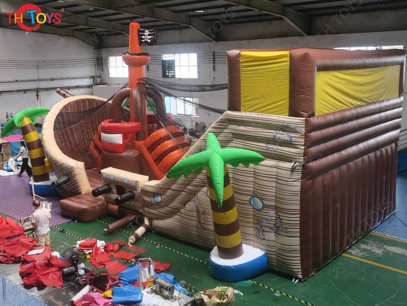 Giant Inflatable Pirate Slide Pirate Boat Theme Inflatable Playground Fun City for Sale