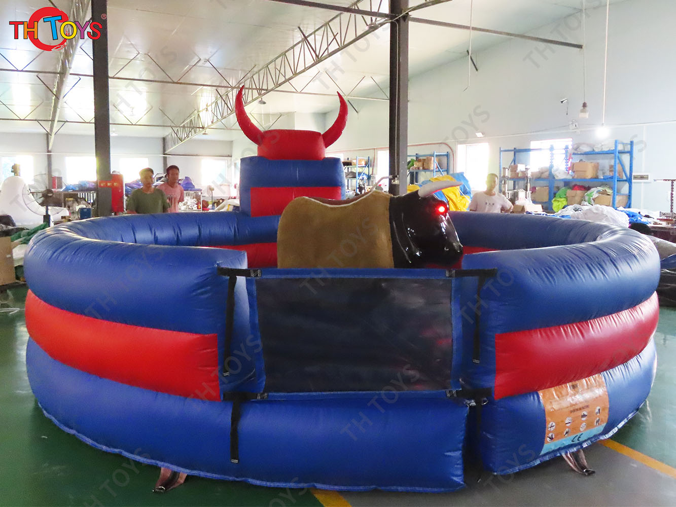 sea shipment,Amusement park games rodeo mechanical bull,5m 17ft inflatable bullfighting machine for adults n kids