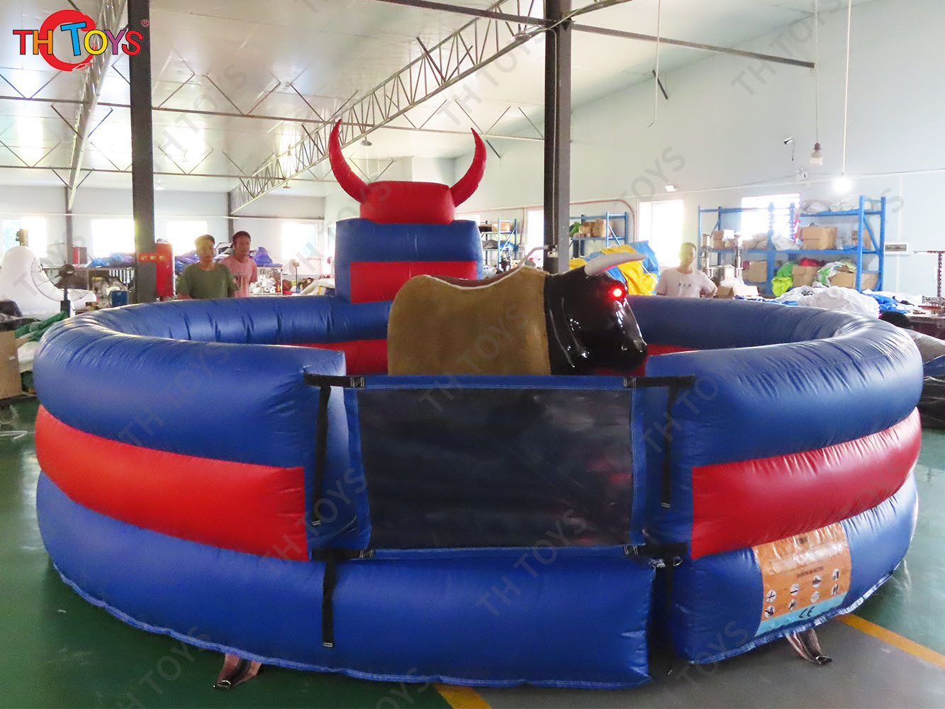 sea shipment,Amusement park games rodeo mechanical bull,5m 17ft inflatable bullfighting machine for adults n kids