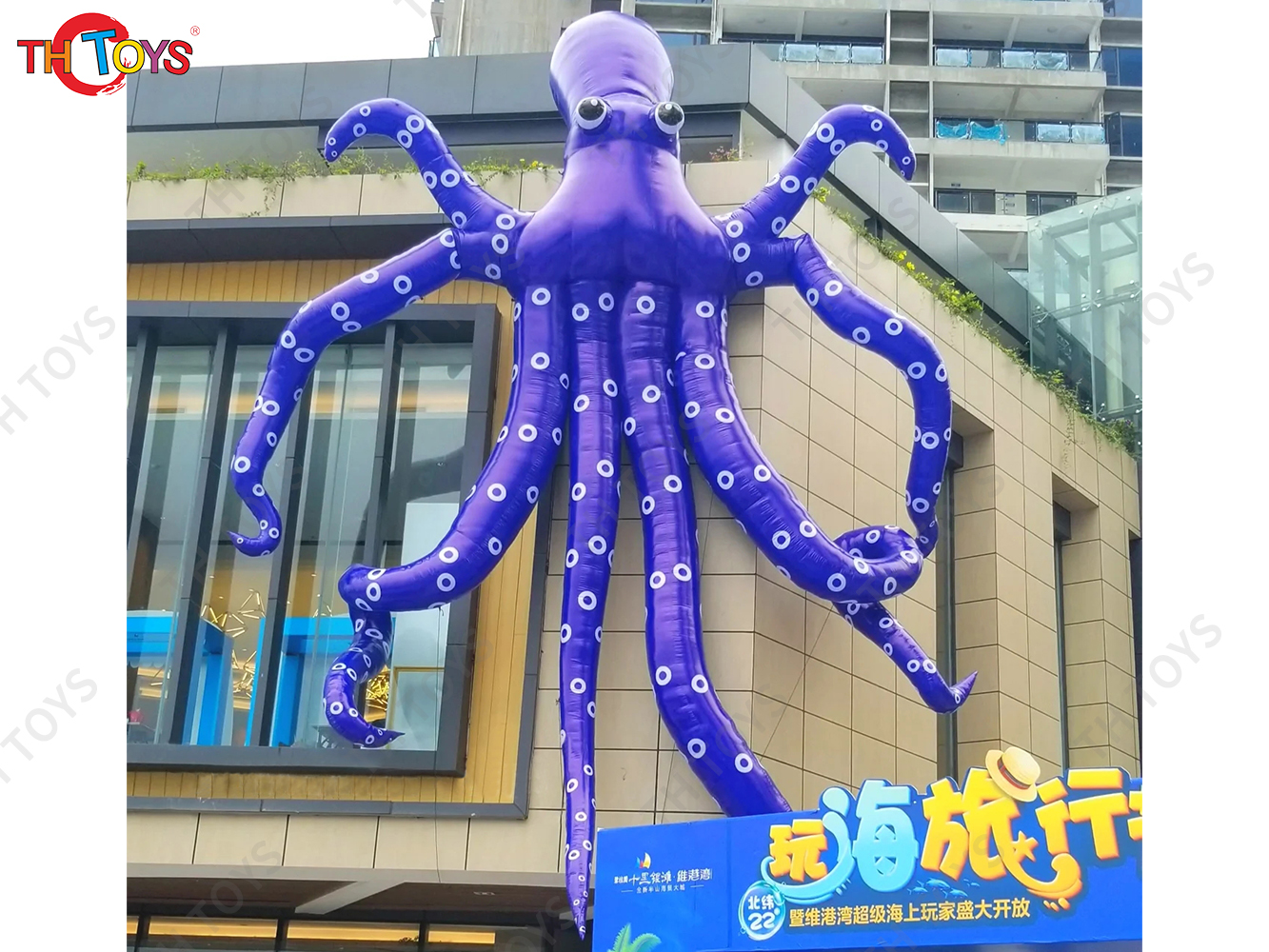 4M 5M Giant Inflatable Cartoon Octopus Air Blow Squid with Tentacles Nightclub Wall Decoration Halloween Event Advertising Props