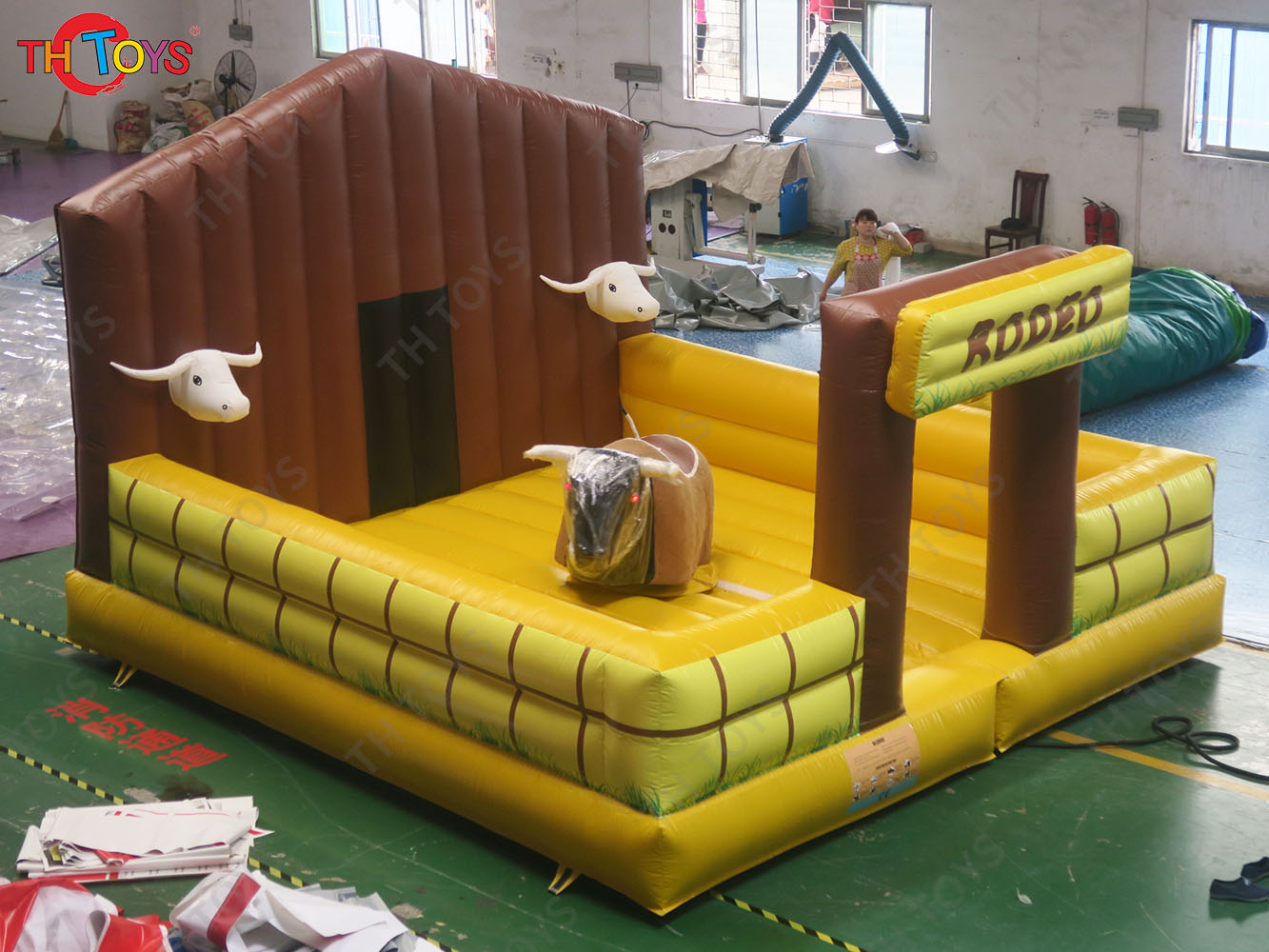 3 in 1 Mechanical Bull Riding Game Wipe Out Game Surfing Board Game With Same Base Inflatable Sport Carnival Games