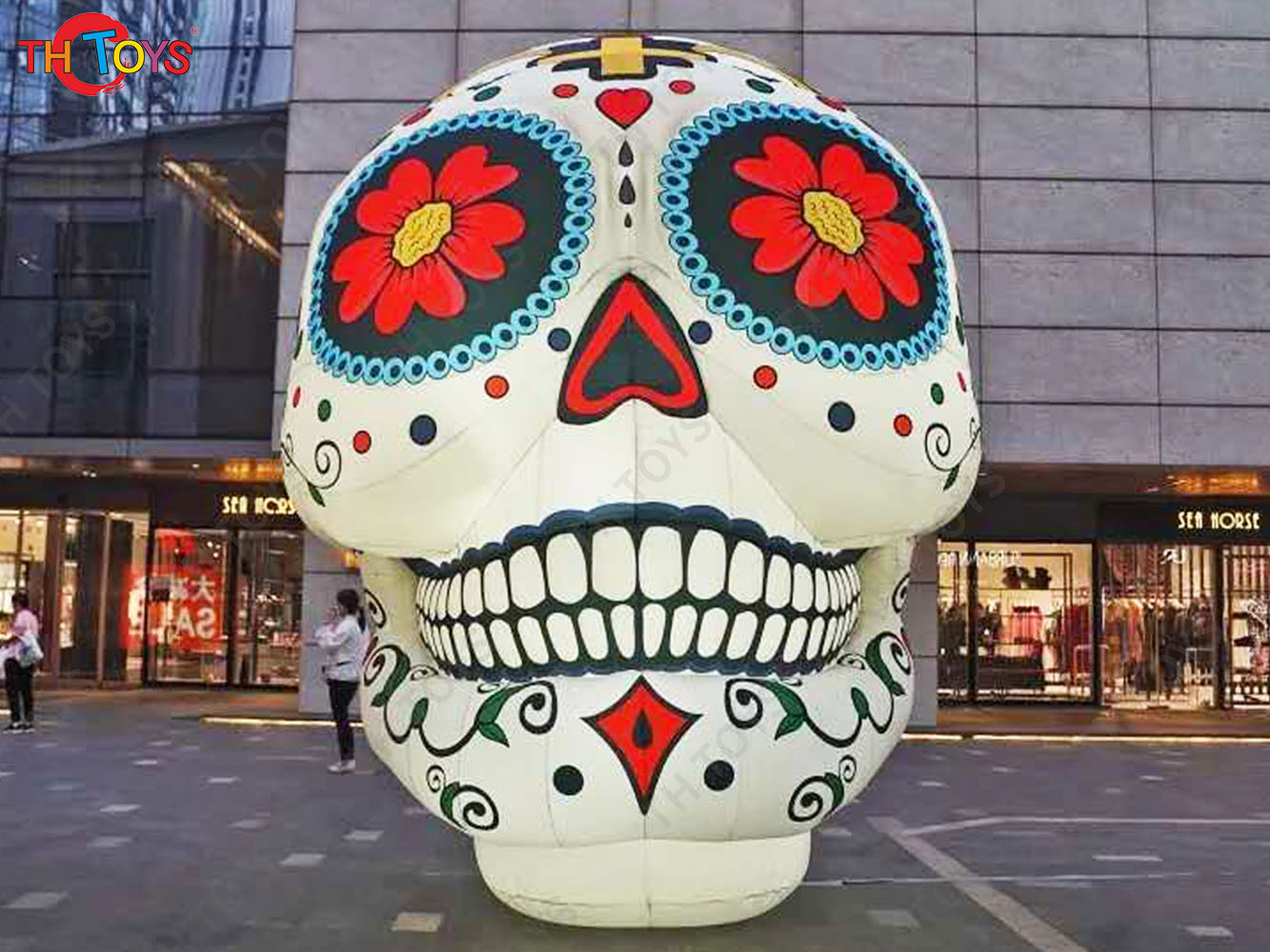 4m 13ft tall Halloween decoration Inflatable Skull Man model Ghost cartoon with light