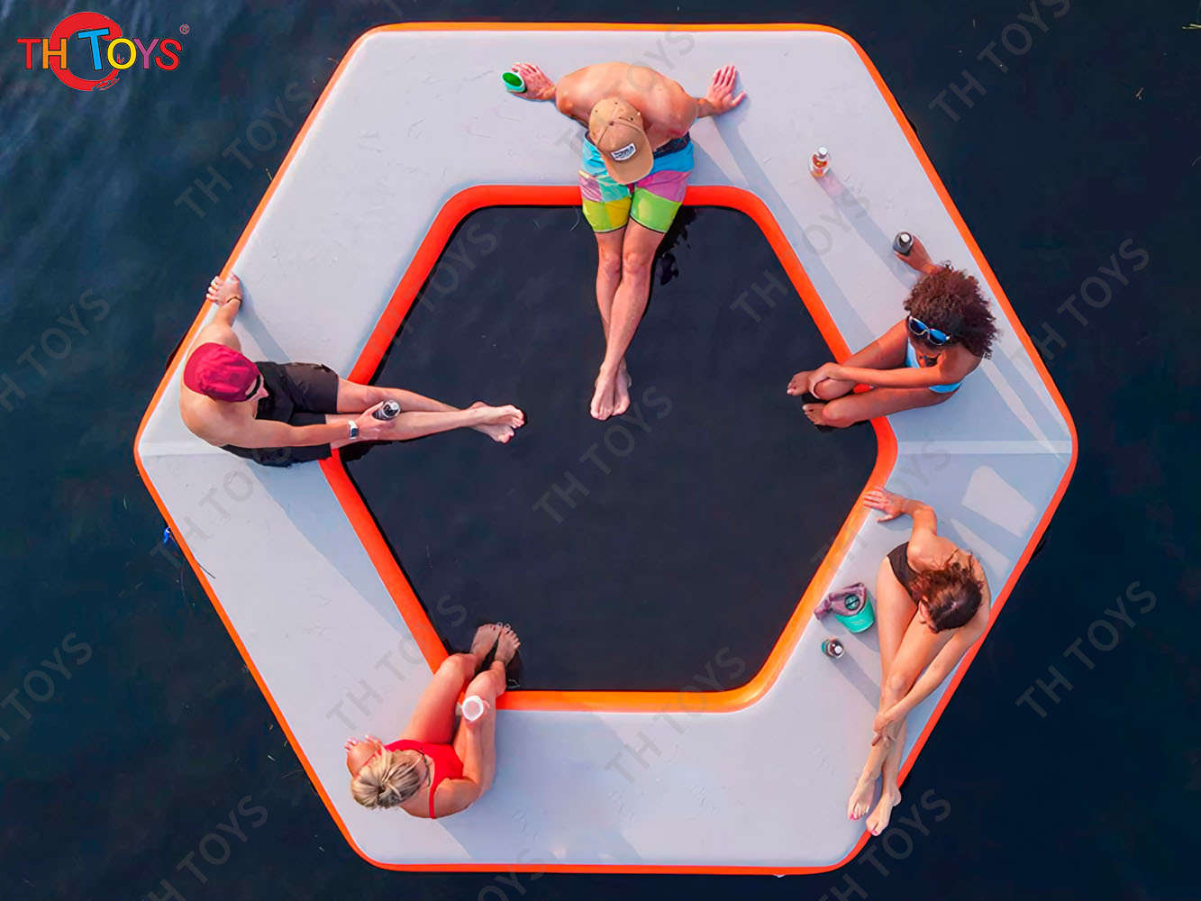 Factory Sell Inflatable Tumbling Track Water Dock Drop Stitch Inflatable Floating Platform Inflatable Water Floating Island