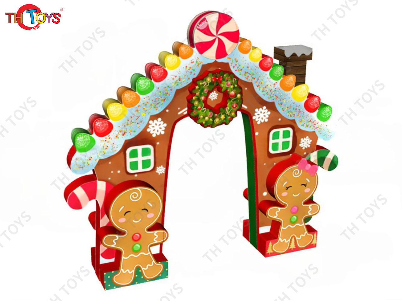 Fast Shipping 4m/5m/6m Inflatable Gingerbread Arch for Christmas Commercial Inflatable Arch Gate with Blower