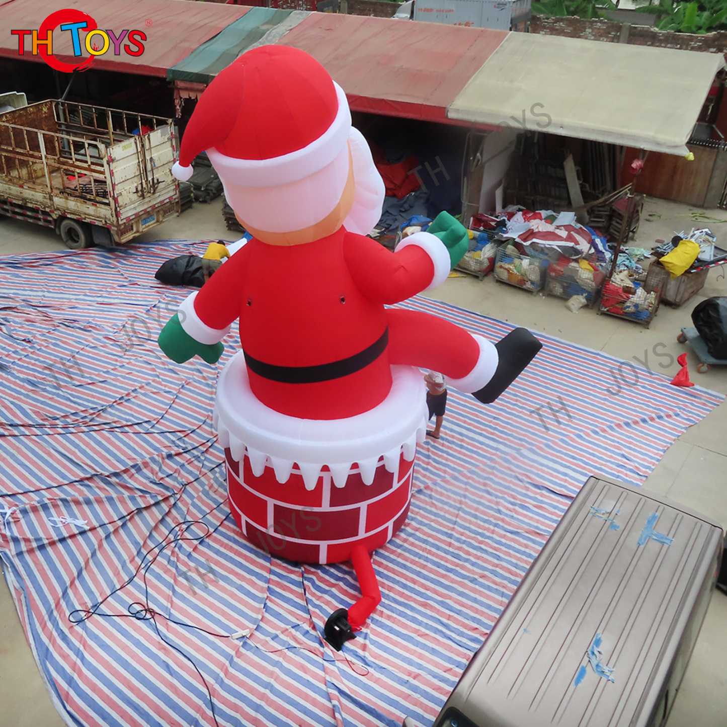 Funny inflatable santa claus for outdoor lighted christmas of factory sale directly