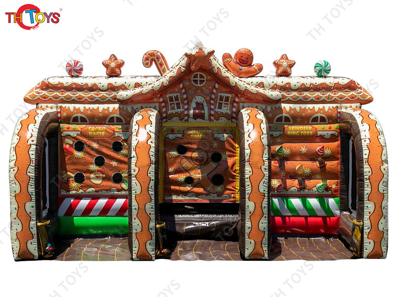 5.5x2.5x3m New Carnival Inflatable Gingerbread Games 3 in 1 Dart Game Shash game Ring Toss game