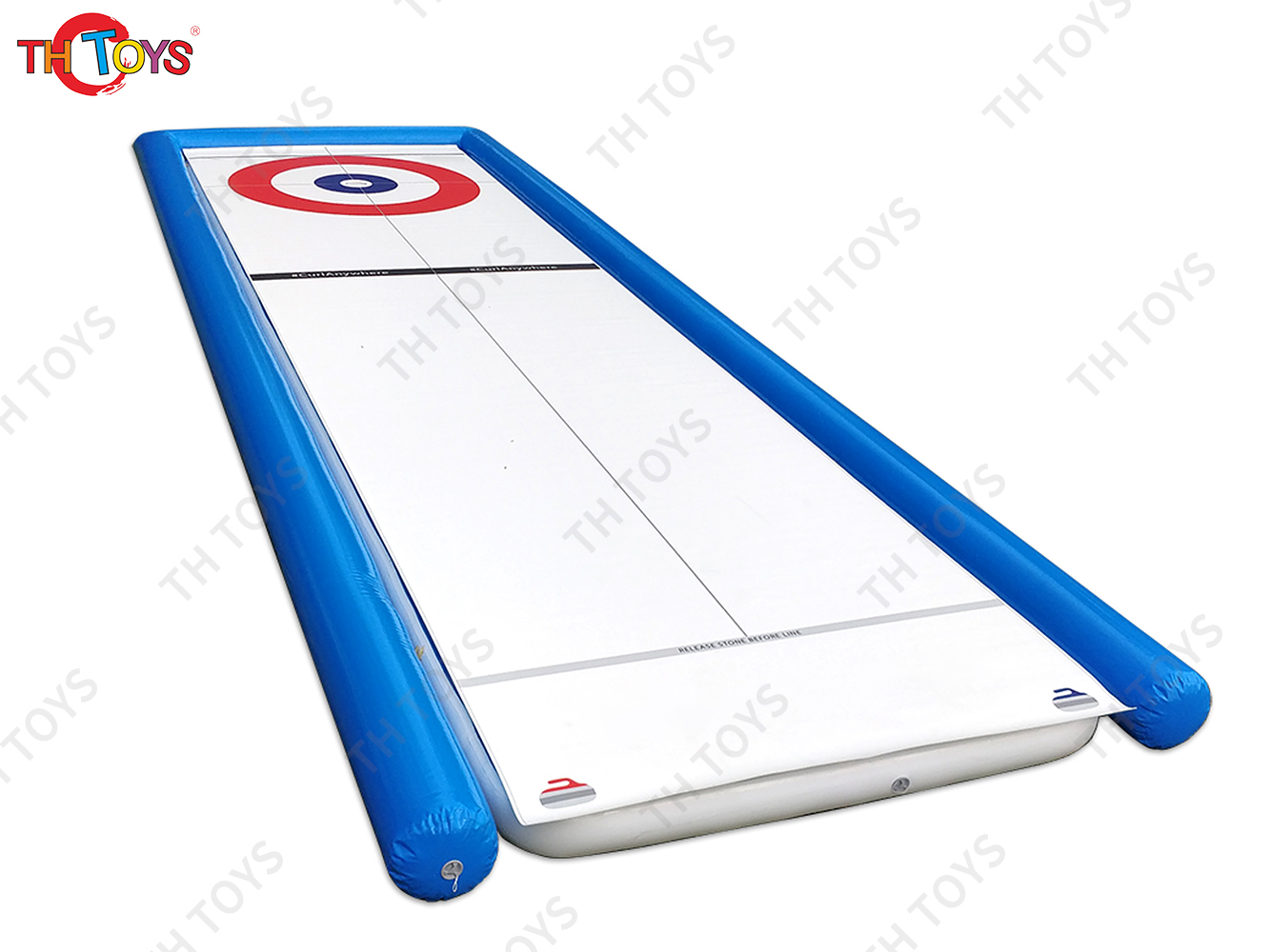  6x2.5m Portable Inflatable Street Curling Game Express Rink Floor Curling Lane With 8pcs Hovering Stones