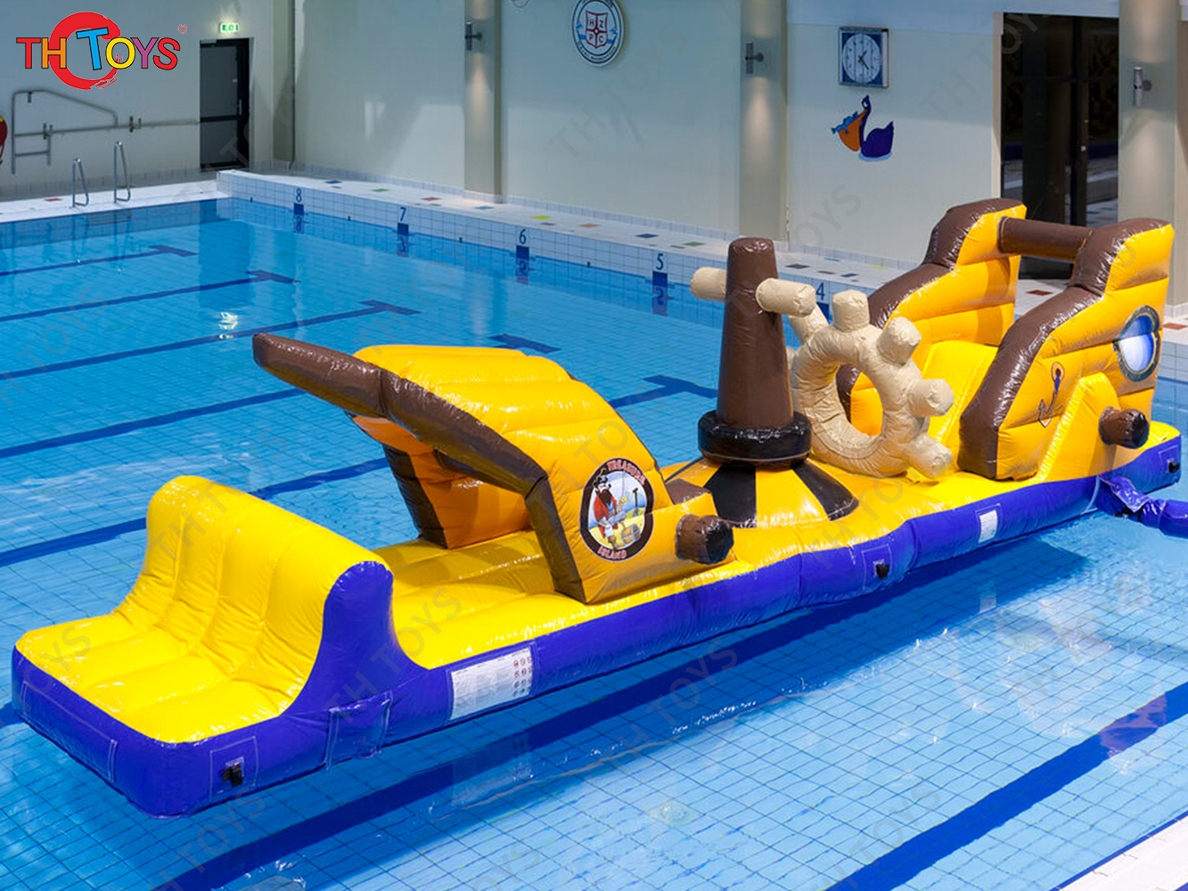 Inflatable Floating Water Obstacle Course,pirate ship commercial inflatable obstacle course on swimming pool