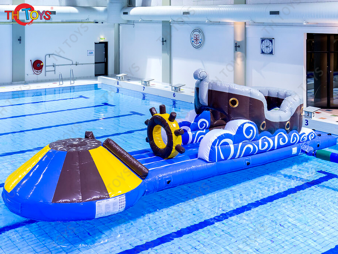 Inflatable Floating Water Obstacle Course,pirate ship commercial inflatable obstacle course on swimming pool