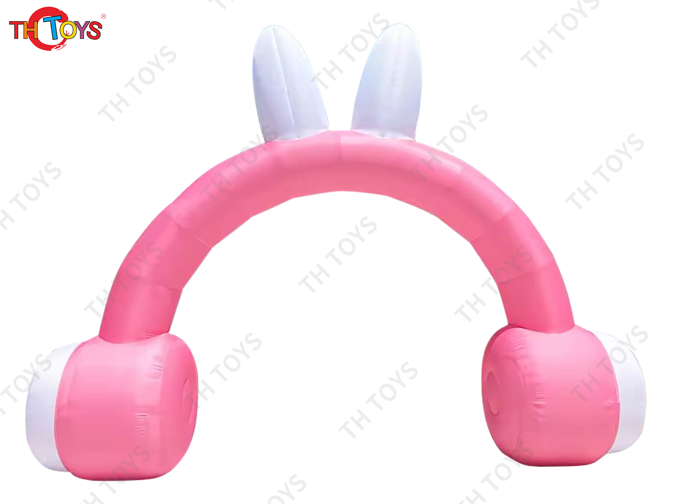 5m 17ft width Custom Inflatable Arch Rabbit Headphones, outdoor Pink Inflatable Archway with light