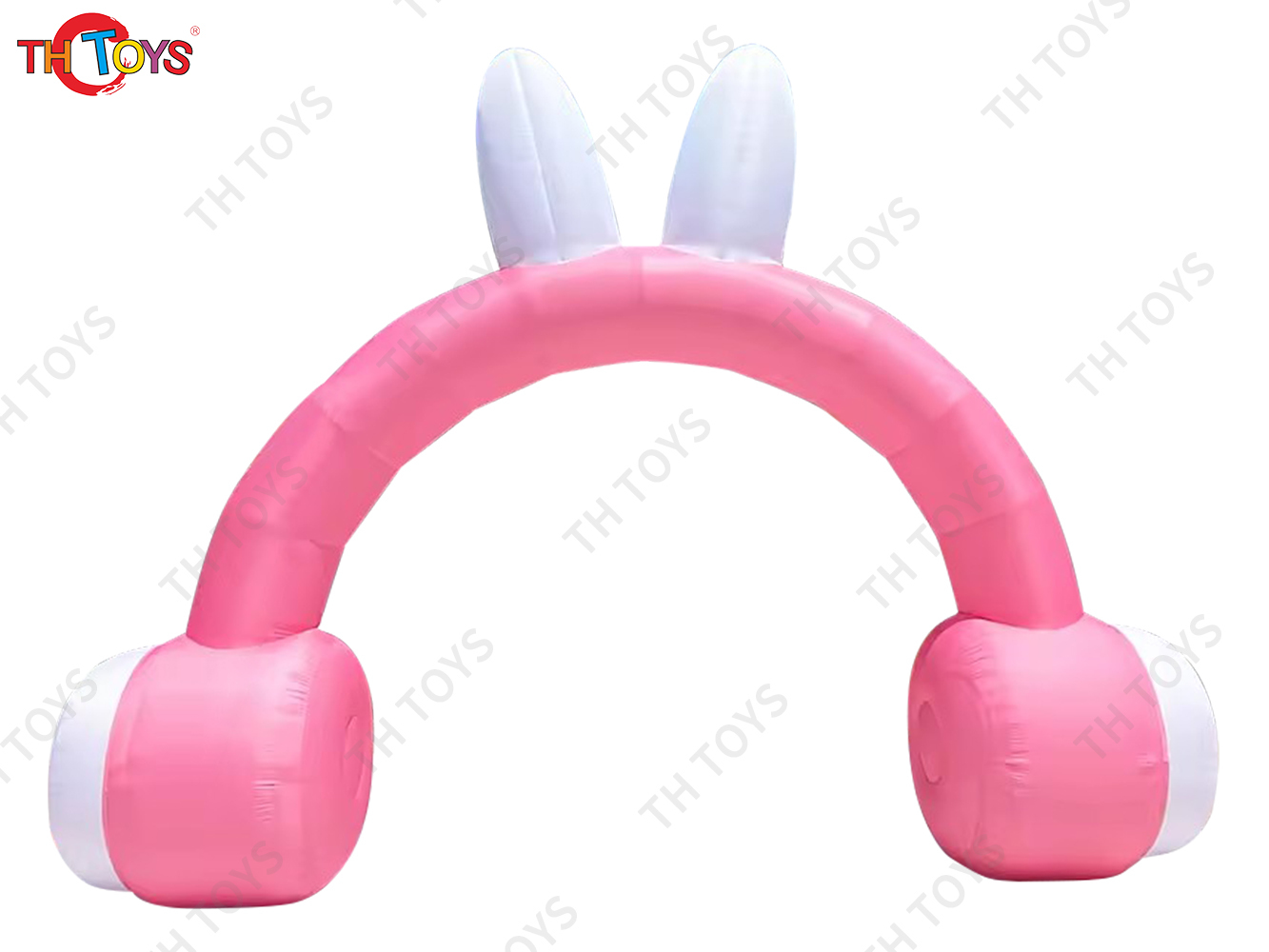 5m 17ft width Custom Inflatable Arch Rabbit Headphones, outdoor Pink Inflatable Archway with light