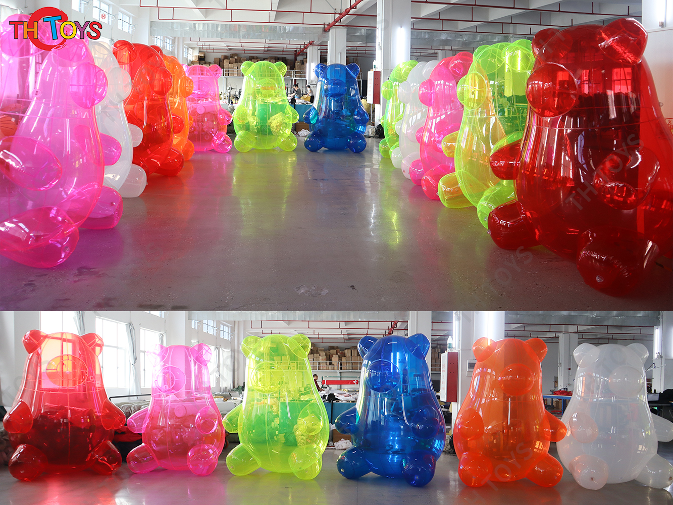 Colorful Inflatable Gummy Bear Transparent PVC Bear For Decoration