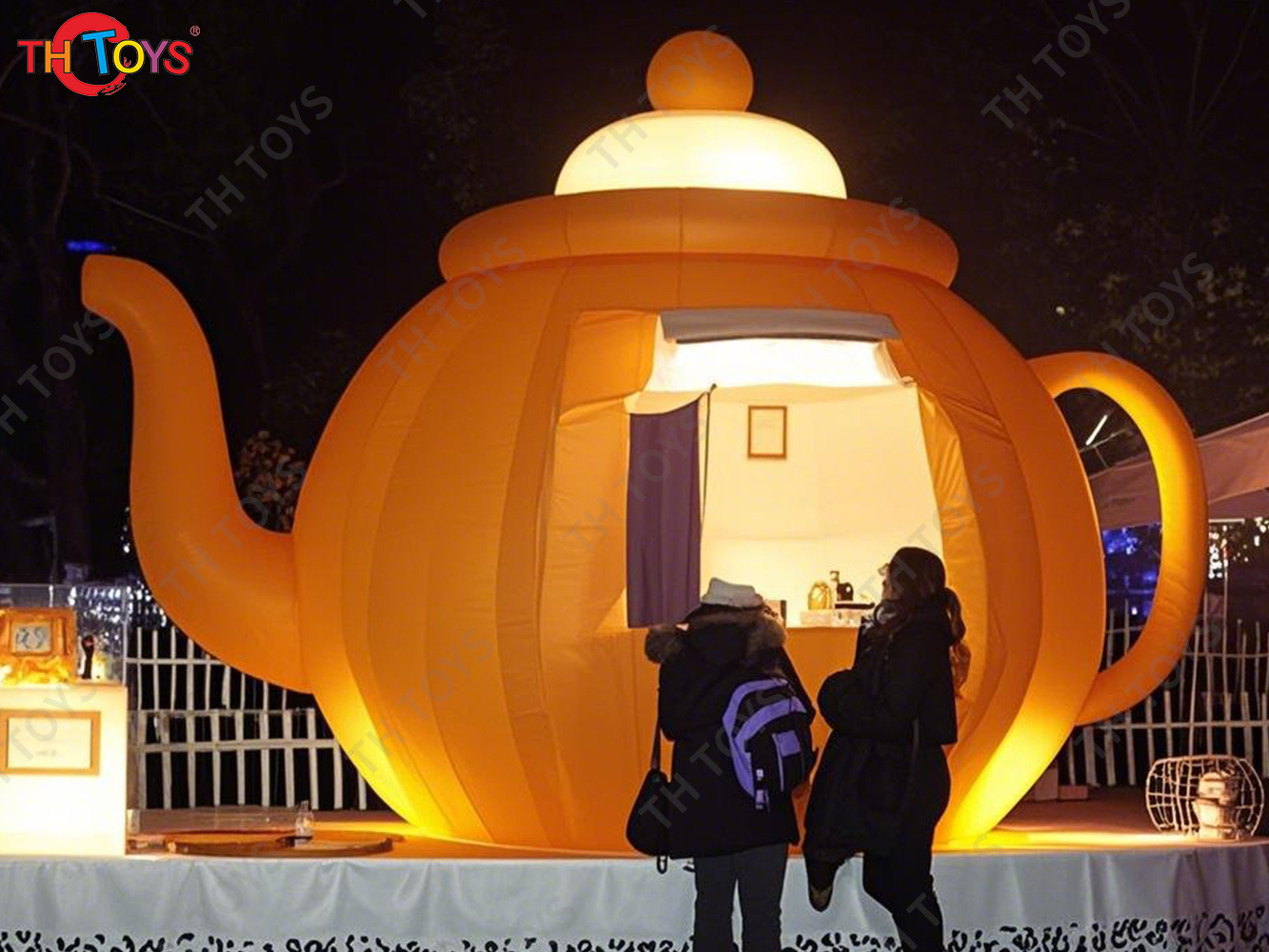 5x3.5m Inflatable Teapot Stage Tent Event Marketing Inflatable Snack Booth Lawn Tent Shelter