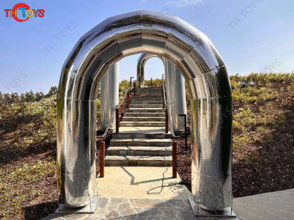 Commercial Silvery Inflatable Mirror Arch Beautiful Golden Inflatable Wedding Arch For Decoration Holiday Carnival Event