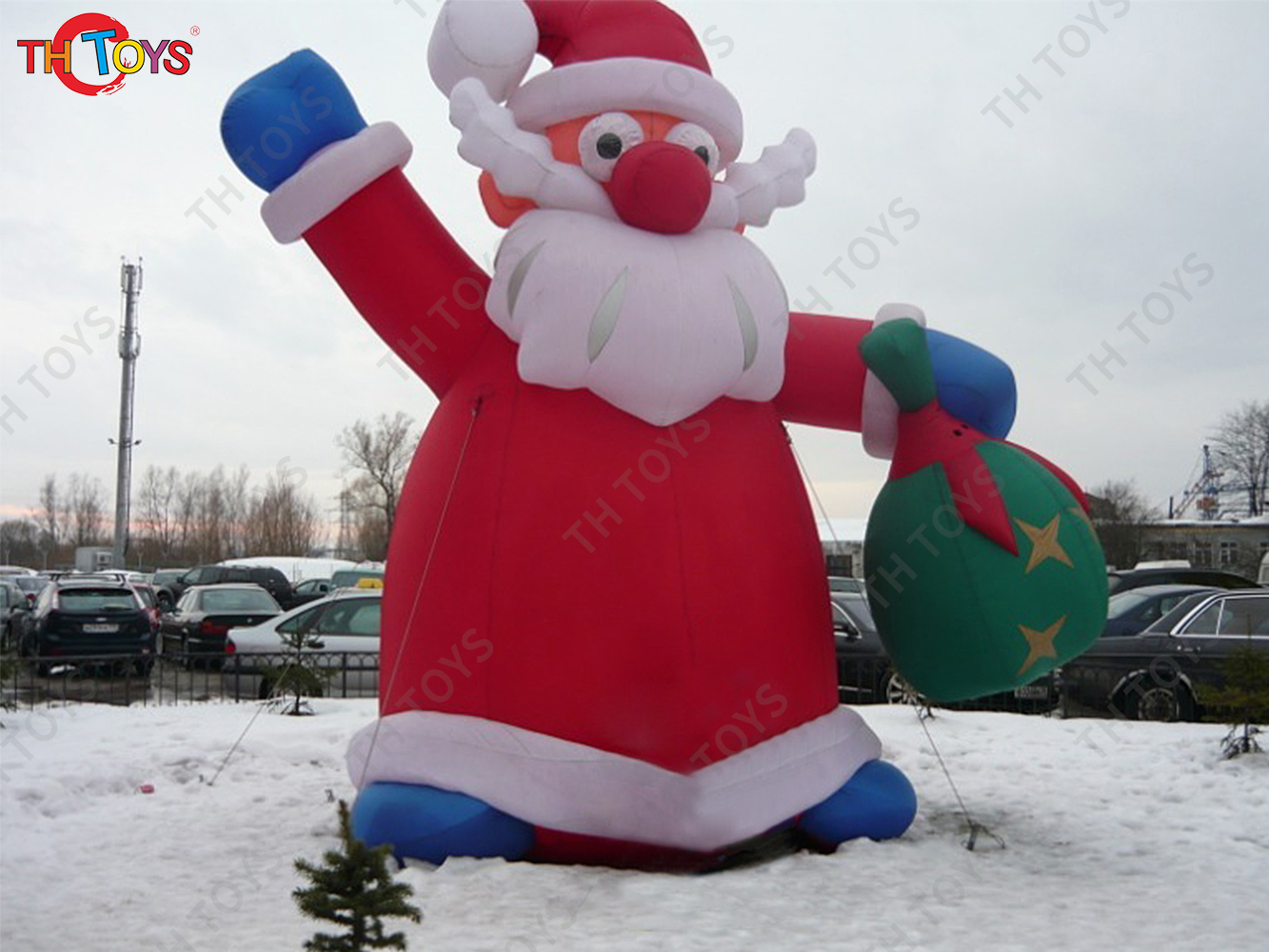 Christmas Man Inflatable Character Santa Claus, outdoor Advertising santa claus Inflatables with gift bag
