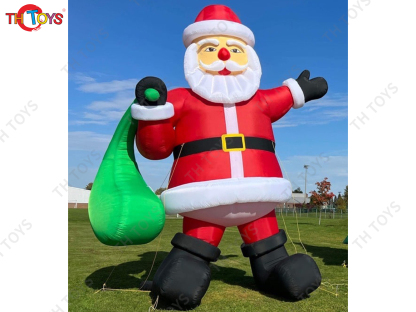 Christmas Man Inflatable Character Santa Claus, outdoor Advertising santa claus Inflatables with gift bag