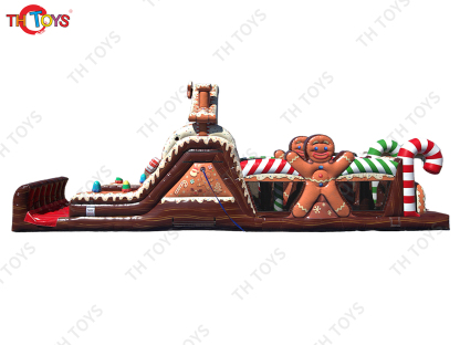 Inflatable Gingerbread Obstacle Sport Game for Christmas Commercial Inflatable Obstacles course Challenge