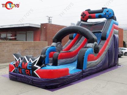 inflatable water slide, commercial inflatable bouncy slide with pool for kids and adults