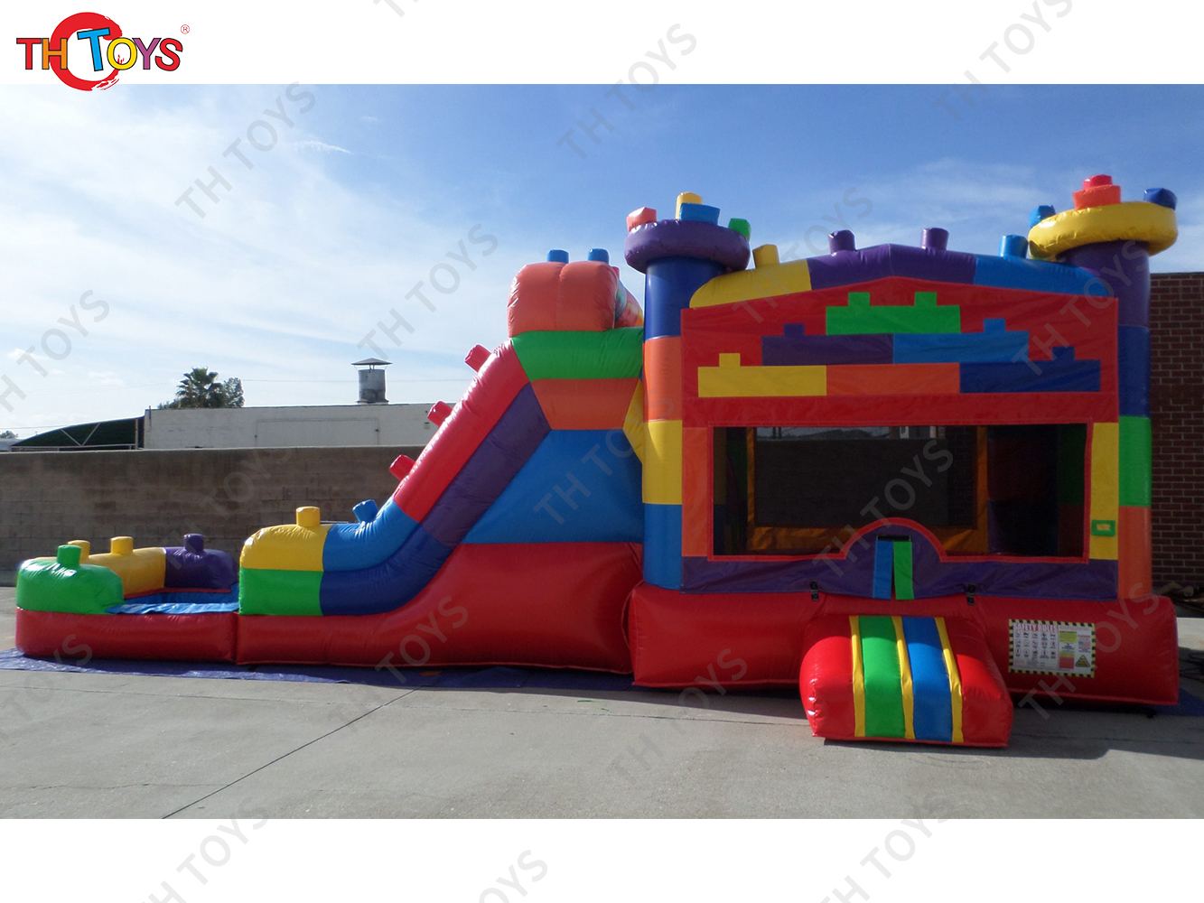 8m 26.5ft long customized inflatable bouncy house with slide, commercial rent bouncy castle with water slide n pool combos